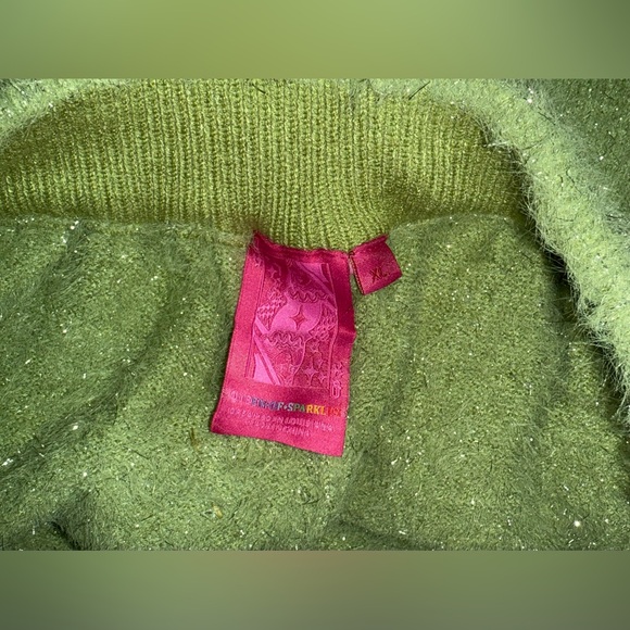 Queen of Sparkles Green Fuzzy Knit Christmas Icon Shorts Size XL Holiday Tinsel - Picture 5 of 8